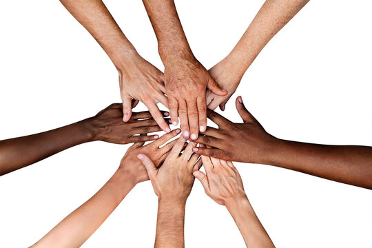 Joined hands png cut out, diverse people teamwork on transparent background