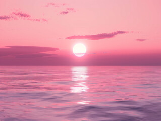 Pink Sunset Image on the Sea