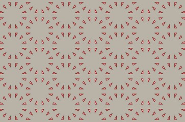 A pattern of red triangles in circles is displayed on a gray background