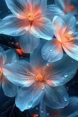 Delicate Blue Flowers With Dewdrops in a Natural Setting