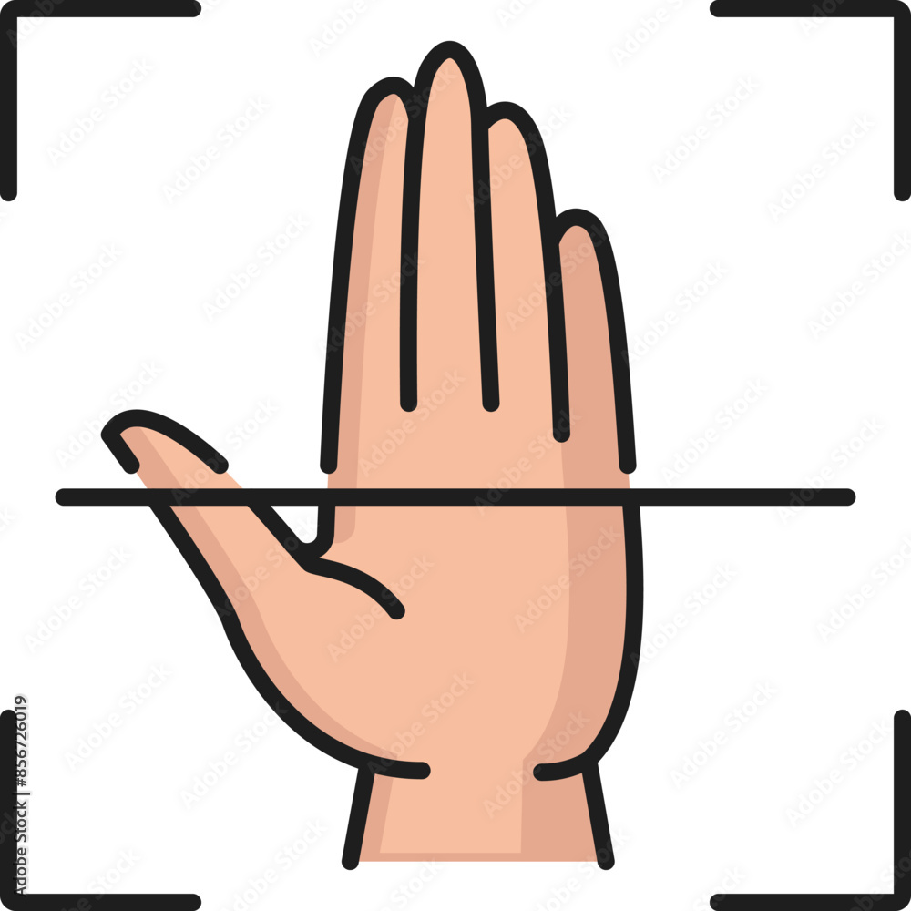 Poster biometric identification, palm recognition or verification icon. id biometric identification, access