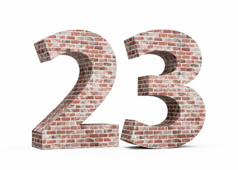 Number Twenty Three 23 Digit Made Of Old Grunge Texture Wall Of Bricks 3D Illustration