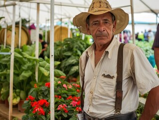 Obraz premium Brazilian Businessman Exploring the Latest Innovations at an Agricultural Expo in Brasilia
