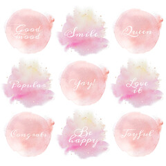 Pastel word sticker png badge set in watercolor
