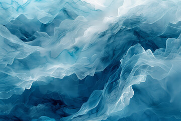 Obraz premium blue and white abstract painting of ocean waves