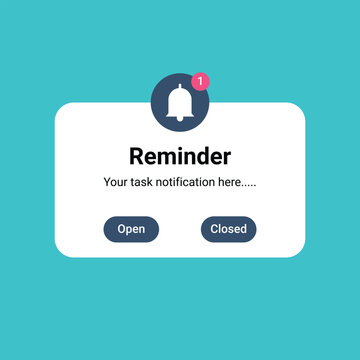 Reminder task notification bell ui design. Schedule work business plan events time reminder alert background