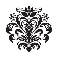 Silhouette of Floral Ornament Icon Isolated in White