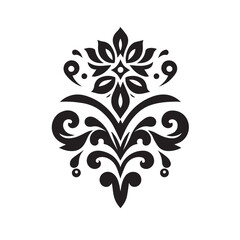 Silhouette of Floral Ornament Icon Isolated in White