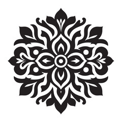 Silhouette of Floral Ornament Icon Isolated in White