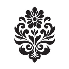 Silhouette of Floral Ornament Icon Isolated in White