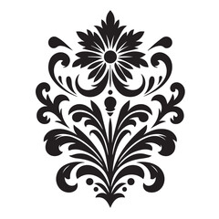 Silhouette of Floral Ornament Icon Isolated in White