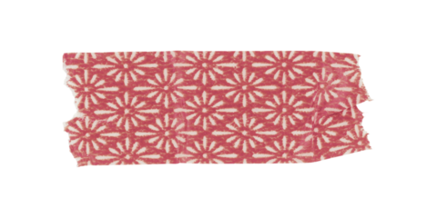 Vintage washi tape png clipart, red pattern on transparent background
