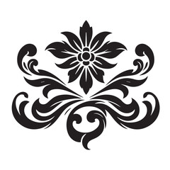 Silhouette of Floral Ornament Icon Isolated in White