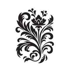 Silhouette of Floral Ornament Icon Isolated in White