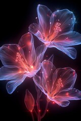 Obraz premium Glowing Abstract Flowers Digital Picture Frame Artwork