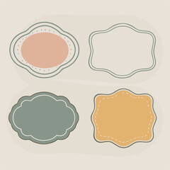 A set of four colorful frames displayed on a beige background