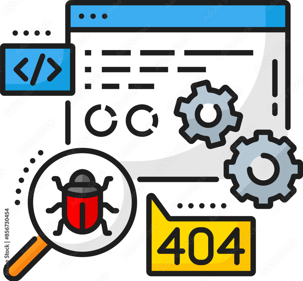 Poster tester vacancy, it specialist career, web development job outline color icon. website software devel