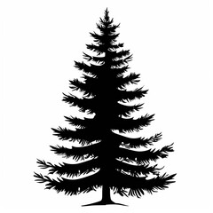 Fototapeta premium Christmas Trees Set, Black Pictogram Isolated on White Background, Winter Holiday Symbols. Vector