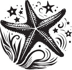 Starfish design silhouette vector art work JPEG & EPS file