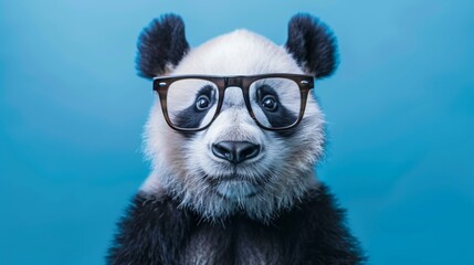 Fototapeta premium Panda in Glasses: A Curious Look