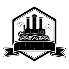 Vintage Old Locomotive Train Machine Logo Design Vector