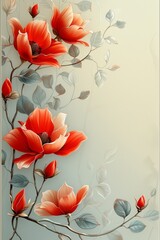 Elegant Abstract Flowers Picture Frame Vector Art