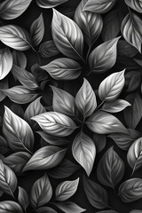 Black and White Leaf Pattern Background Monochrome Nature  for Elegant Design