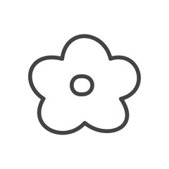 Cute flower icon. Hand drawn monochrome illustration of a daisy isolated on a white background. Kawaii sticker. Vector 10 EPS.

