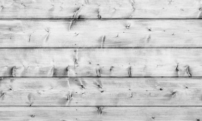 Naklejka premium Wooden wall made of white toned pine tree boards, close up photo