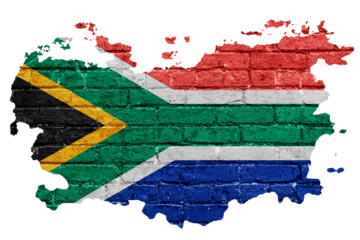 South Africa's flag png sticker, brick wall texture design