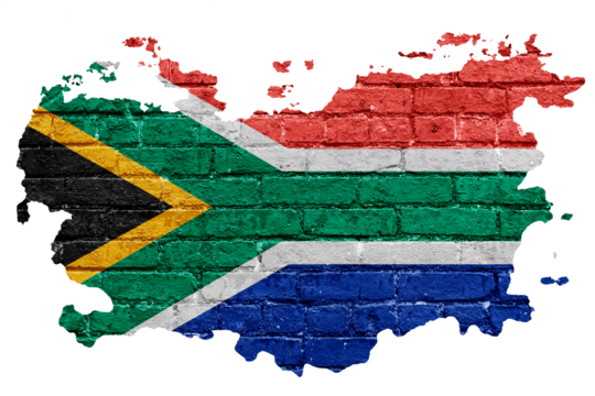 South Africa's flag png sticker, brick wall texture design