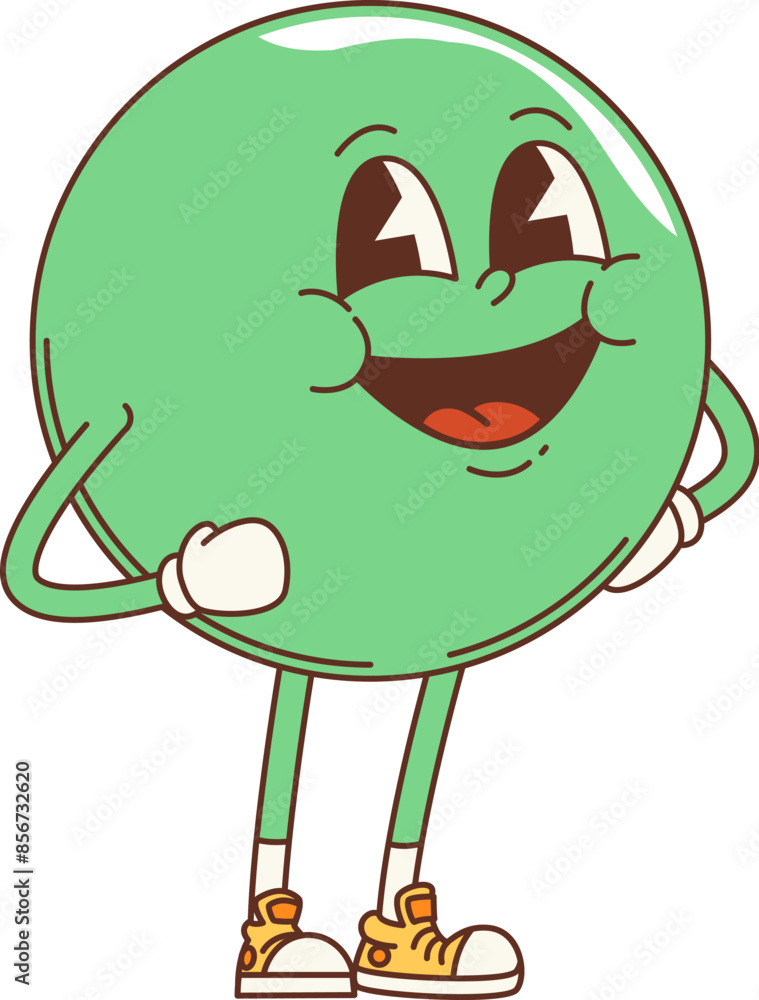 Poster cartoon groovy math geometric circle figure character. isolated vector cheerful, colorful circular s