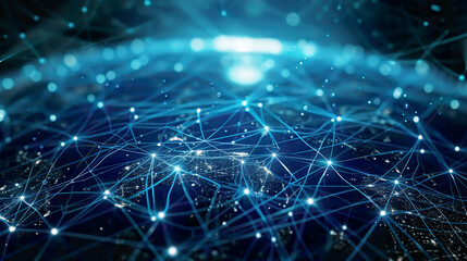 Communication network technology for internet business. Global network and telecommunication on Earth with cryptocurrency IoT and blockchain. 