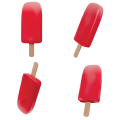 Isolated Watermelon Popsicle Set with Transparent Background