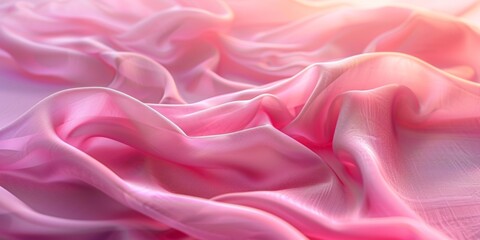 Obraz premium A close-up of flowing pink silk fabric, emphasizing its smooth and luxurious texture.