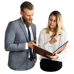 Business colleagues png sticker, work discussion image, transparent background