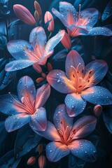 Fototapeta premium Elegant Abstract Flowers Picture Frame With Dew Drops