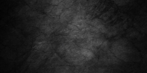 Old wall stone for dark black distressed grunge background wallpaper. rough concrete wall. Abstract black stone wall texture grunge rock surface. dark gray background backdrop. wide panoramic banner.