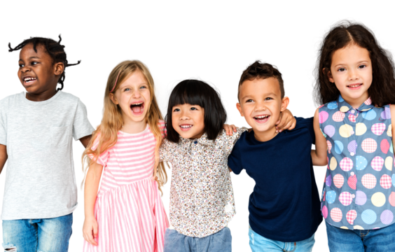 Cheerful diverse kids png sticker, transparent background