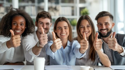 Portrait of happy employees in office. Team work