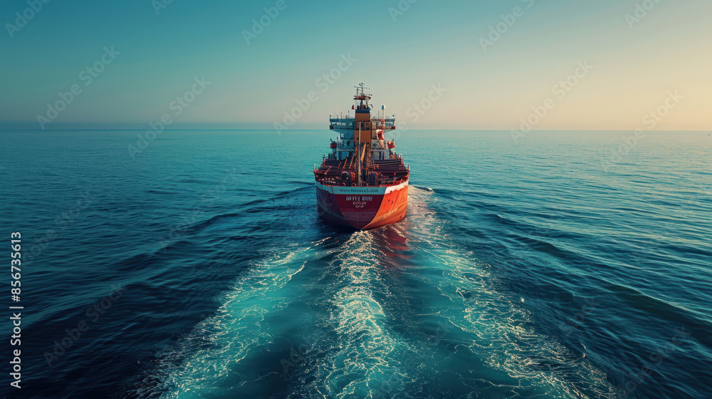 Wall mural a cargo ship sailing on the sea. make the cargo ship bigger.