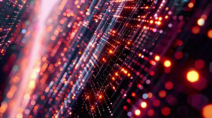 Obraz premium Futuristic blockchain data flow glowing effects dynamic movement 