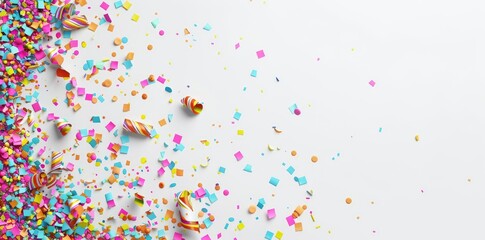 A festive banner with confetti and streamers surrounding Celebrate Teachers Day.