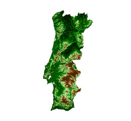Portugal Topographic Map 3d realistic map Color 3d illustration
