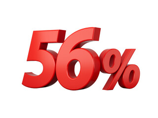 3d Red 56% Fifty Six Percent Sign 3d illustration
