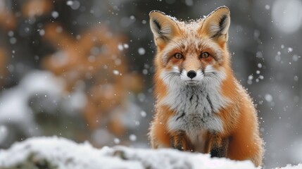 Fototapeta premium Red Fox in Winter Wonderland