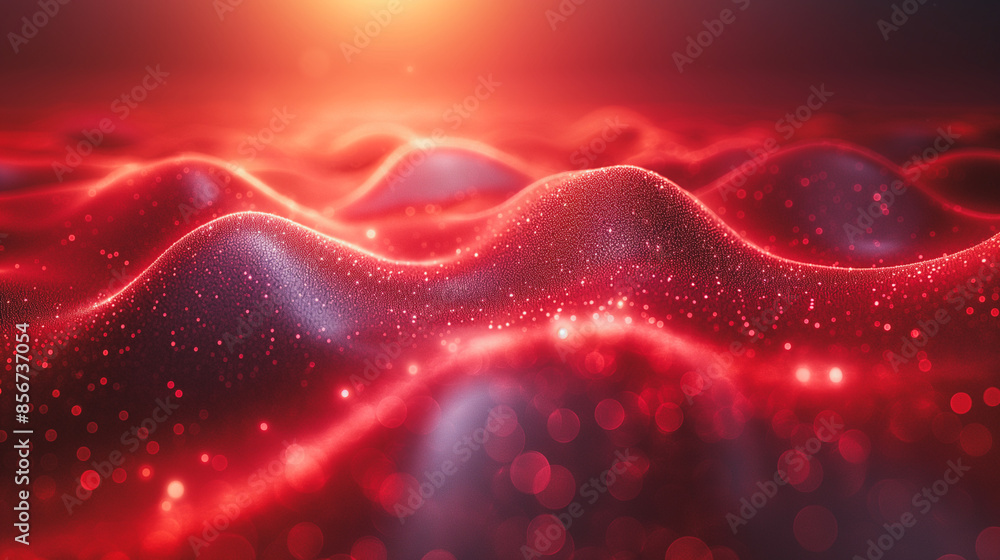 Poster a red surface with a lot of sparkles on it. the surface is very shiny and looks like it is made of a