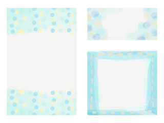 爽やかな水彩のフレーム素材セット