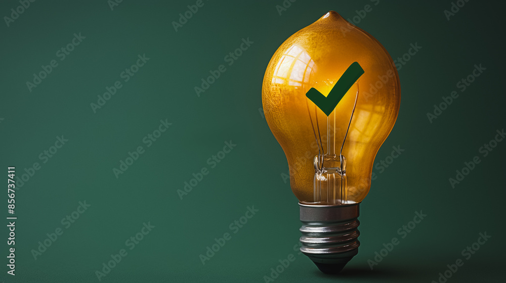 Poster a light bulb with a green check mark on it. the check mark on the light bulb suggests that it is a g