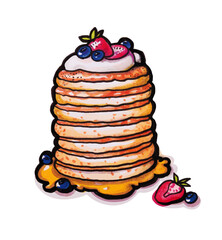 yummy pancake stack in sketch style